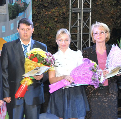 Р. Кадыров, Э. Чуприна и Н. Ермакова после вручения наград